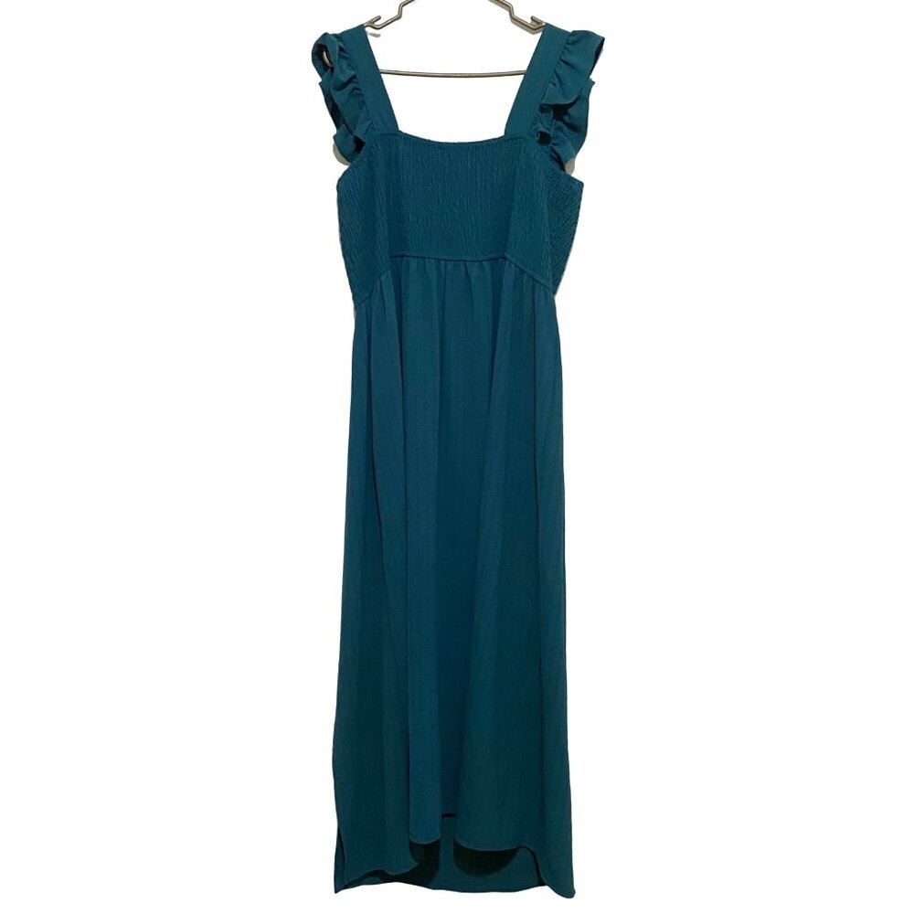 Inspired Hearts Sleeveless Smocked‎ Maxi Dress 3X Teal Green - Picture 4 of 6
